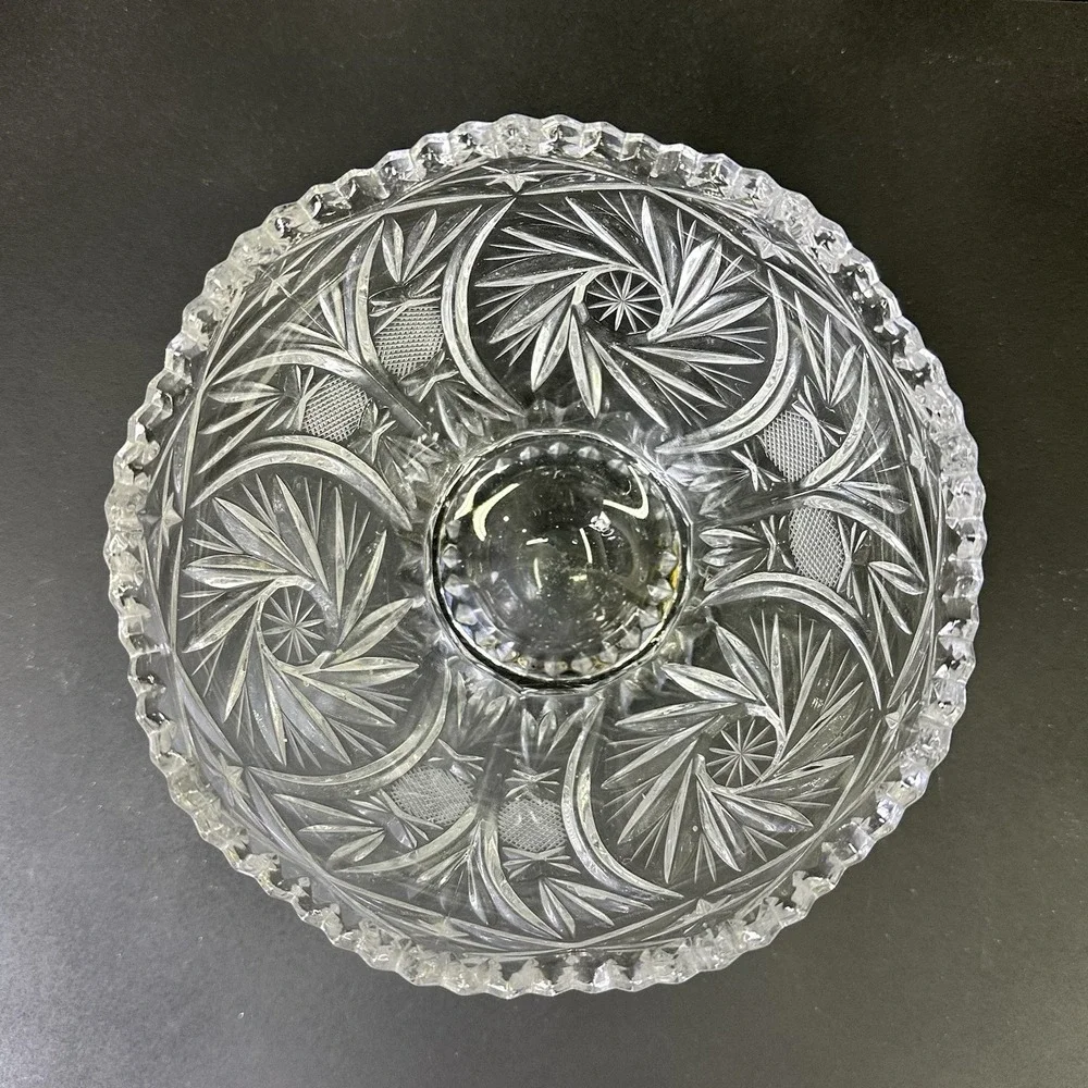 American Brilliant Period Pinwheel Cut Crystal Glass Bowl 6.25